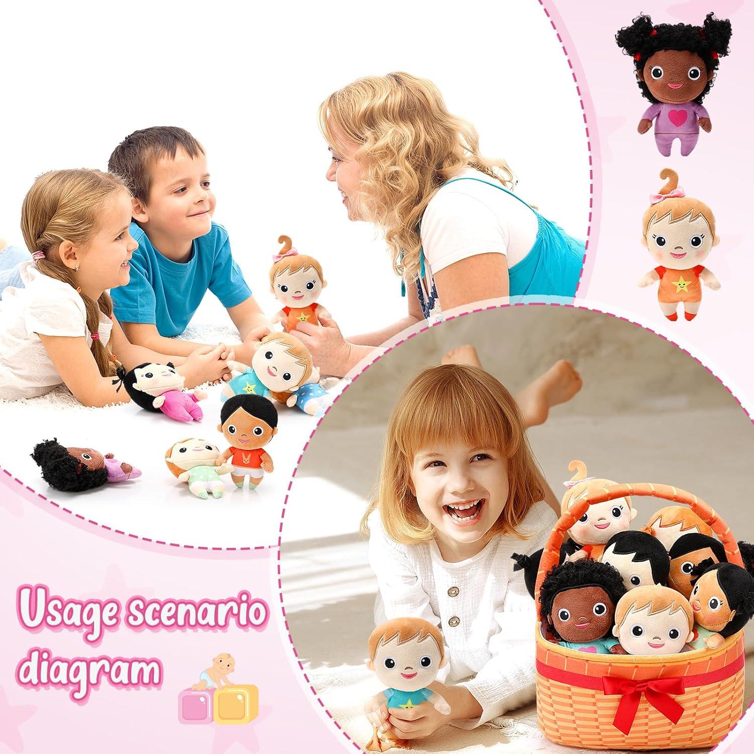 Set de 10 Muñecas de Peluche Multiculturales HyDren 15cm