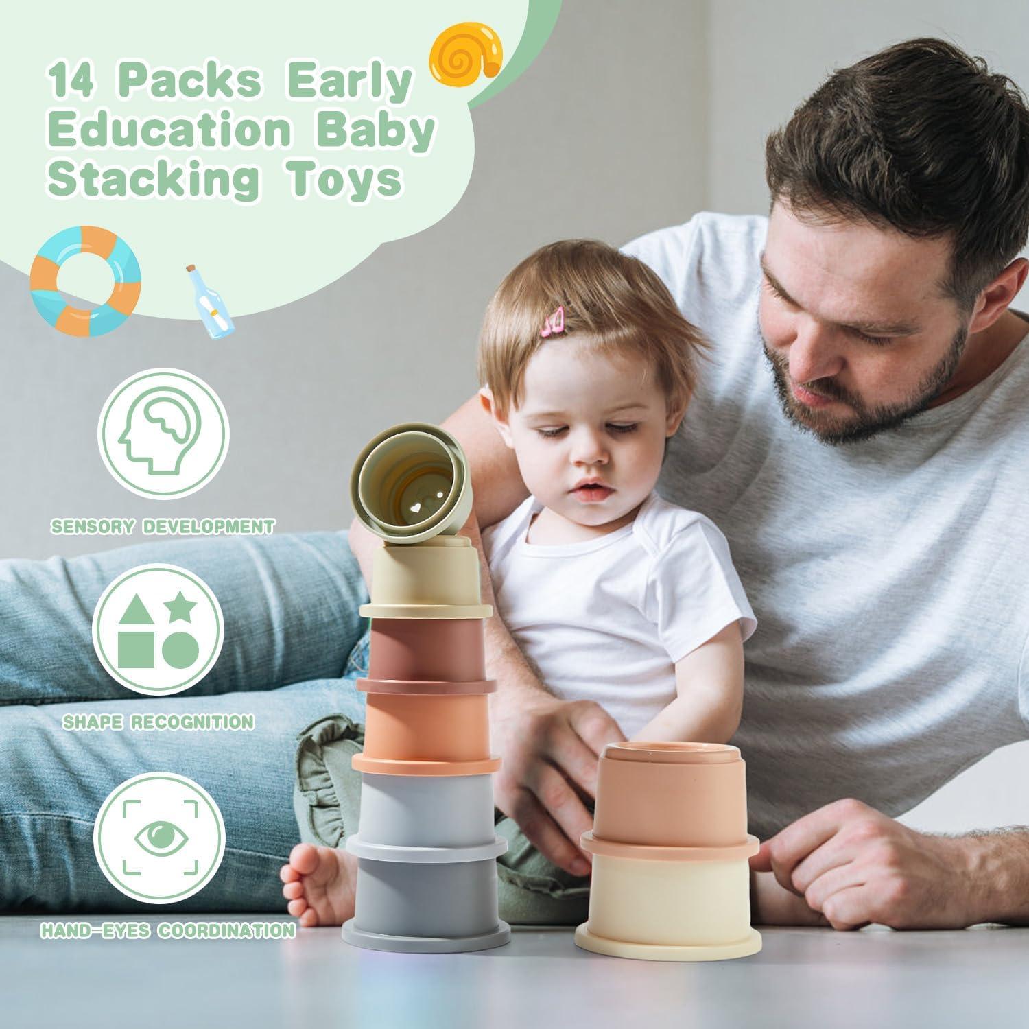 Juguetes de baño AMCHSURI 14 PCS para bebés 6-15 meses