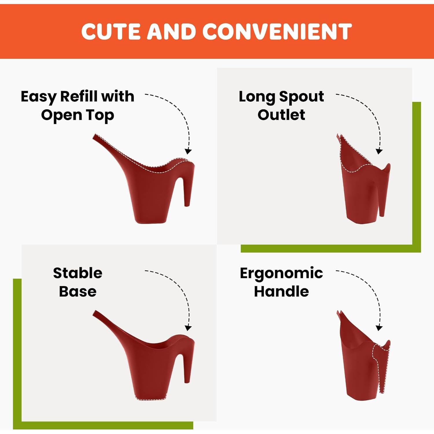 Regadera Mintra 2L Coral para Plantas de Interior y Exterior