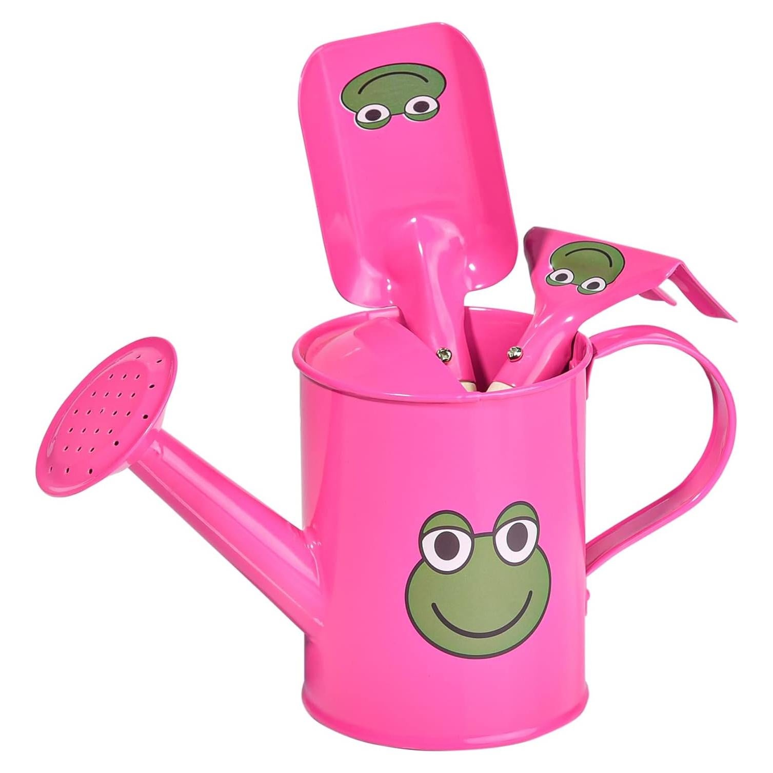 Kit de Jardinería Pequeño Sungmor - Regadera Rosa, Pala y Rastrillo