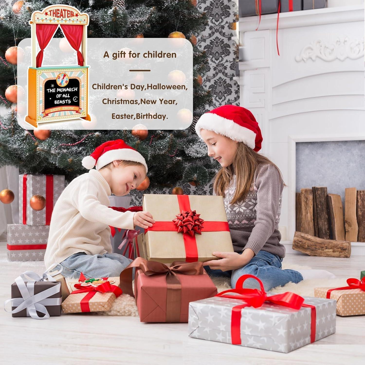 Teatro de Títeres de Madera labebe Deluxe 2-en-1 con Pizarra