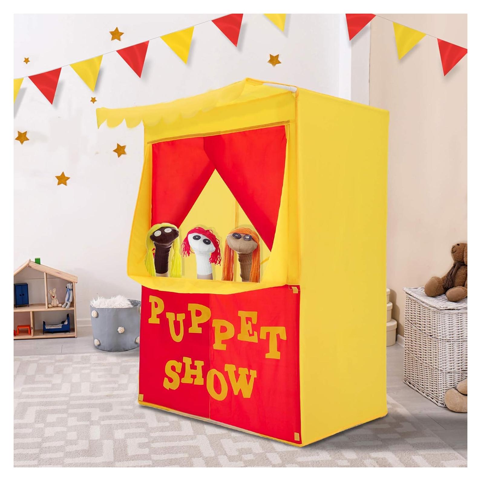 Teatro de Títeres Alvantor 71x51x104cm para Niños Amarillo