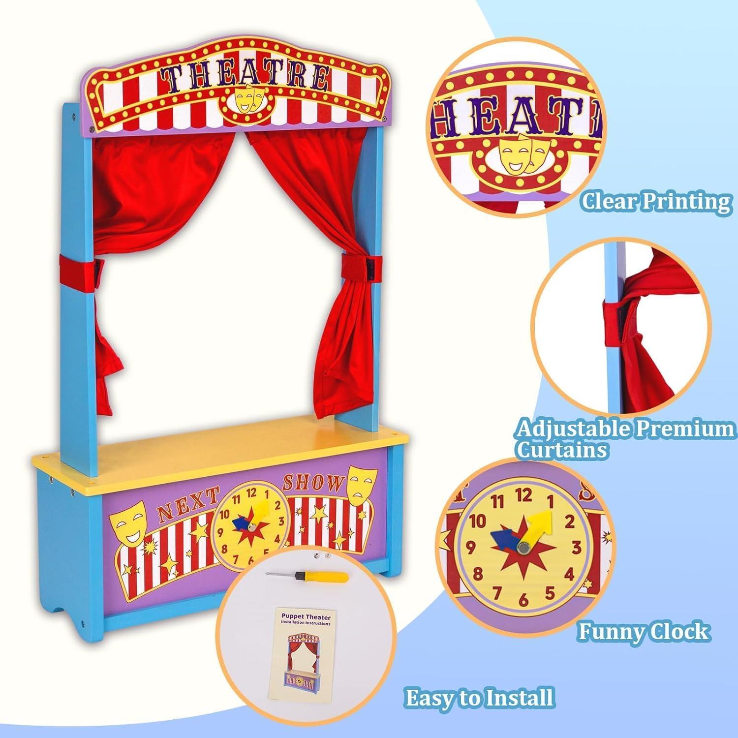 Teatro de Marionetas de Madera WodGod 63.5x42 cm Portátil