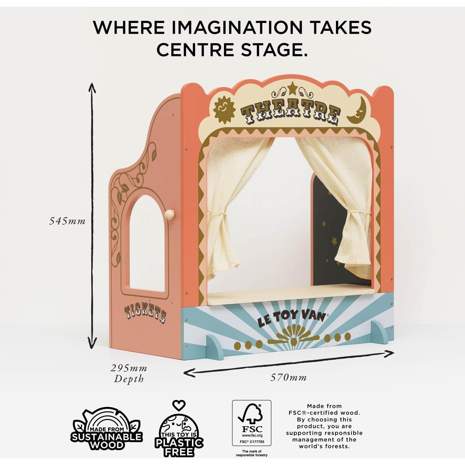 Teatro de Marionetas de Madera Le Toy Van TV351 - 29.5x29.5x54.5 cm