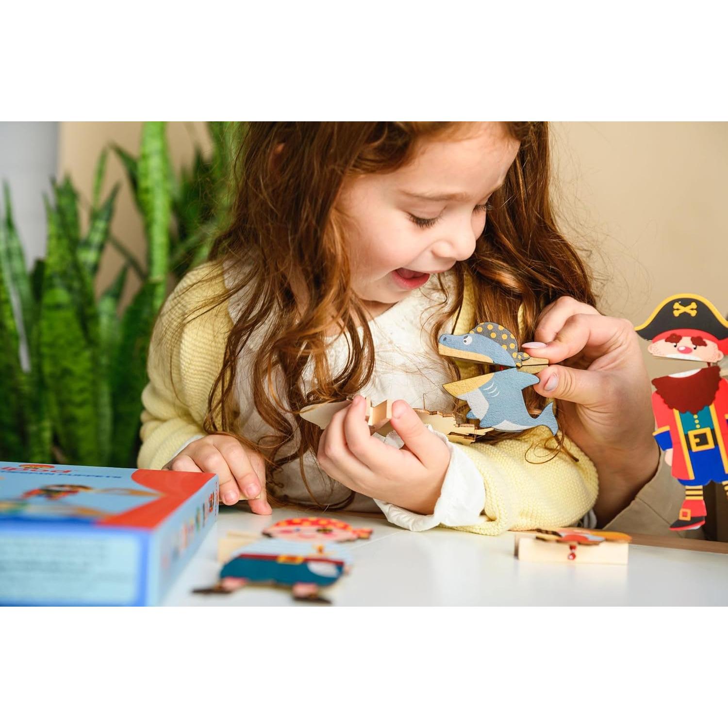 Set de 6 Títeres de Pirata de Madera Kipod - Juguete Montessori