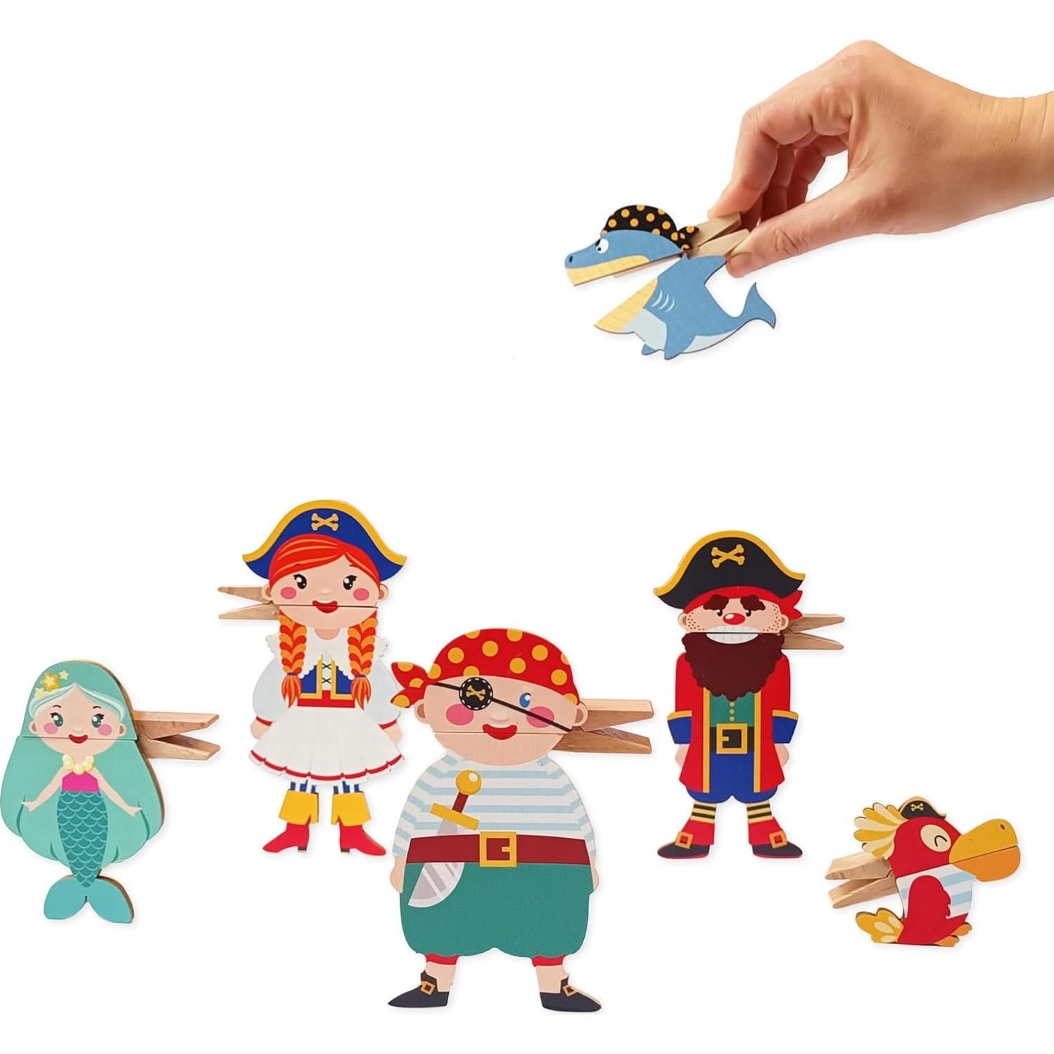Set de 6 Títeres de Pirata de Madera Kipod - Juguete Montessori