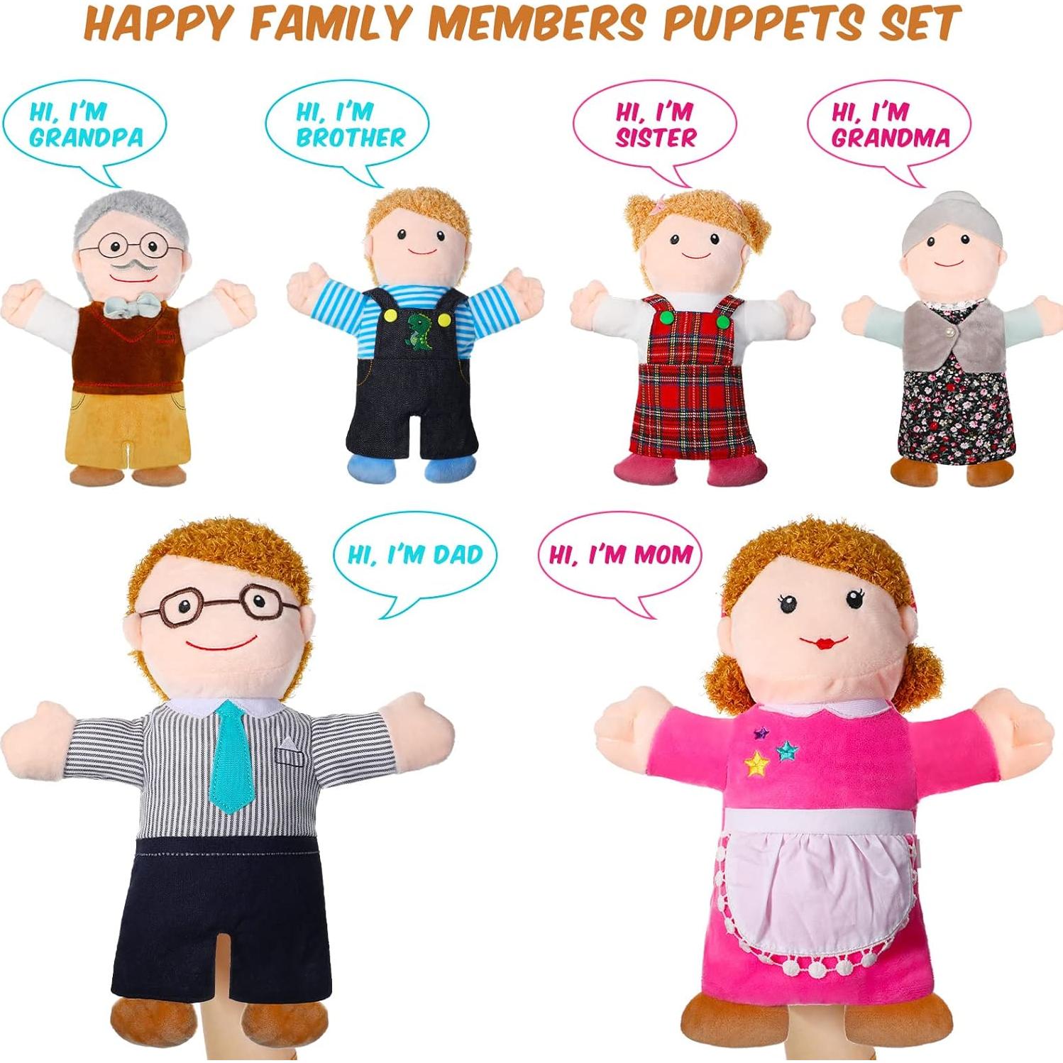 Conjunto de Títeres de Mano Civaner 30 cm Familia 6 Piezas