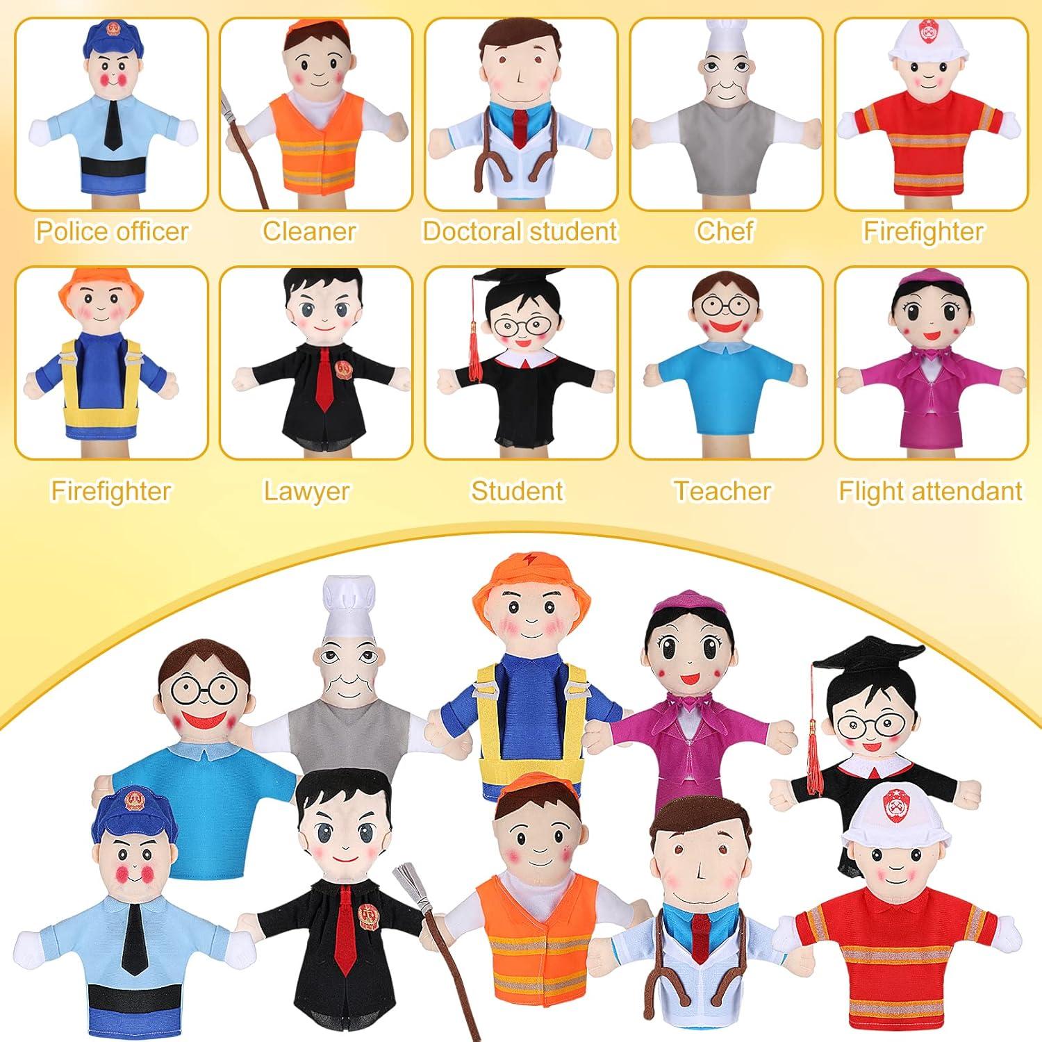 Conjunto de 10 Marionetas de Mano Lenwen Multiculturales 31 cm