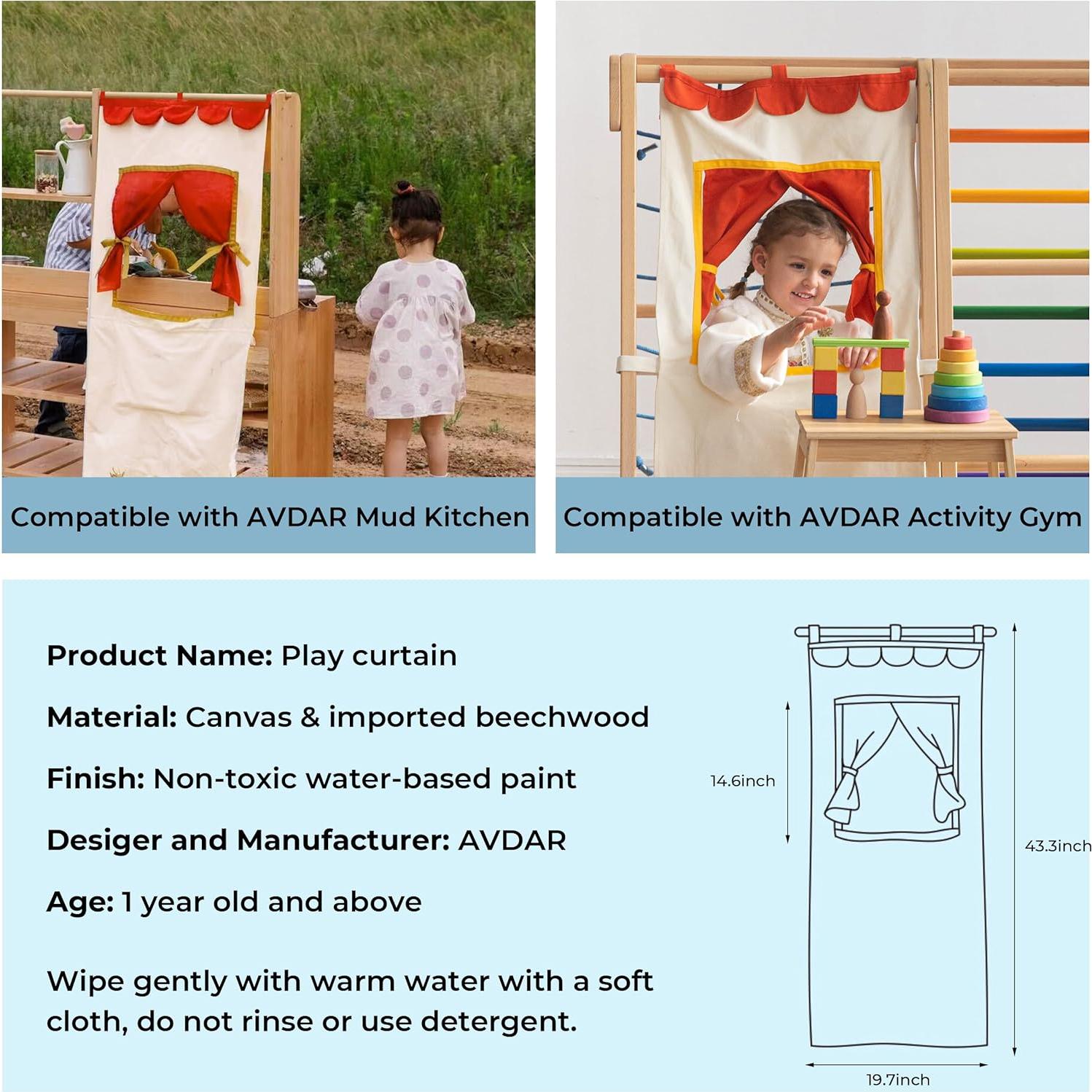 Teatro de Marionetas AVDAR Rojo 110cm para Niños 3+