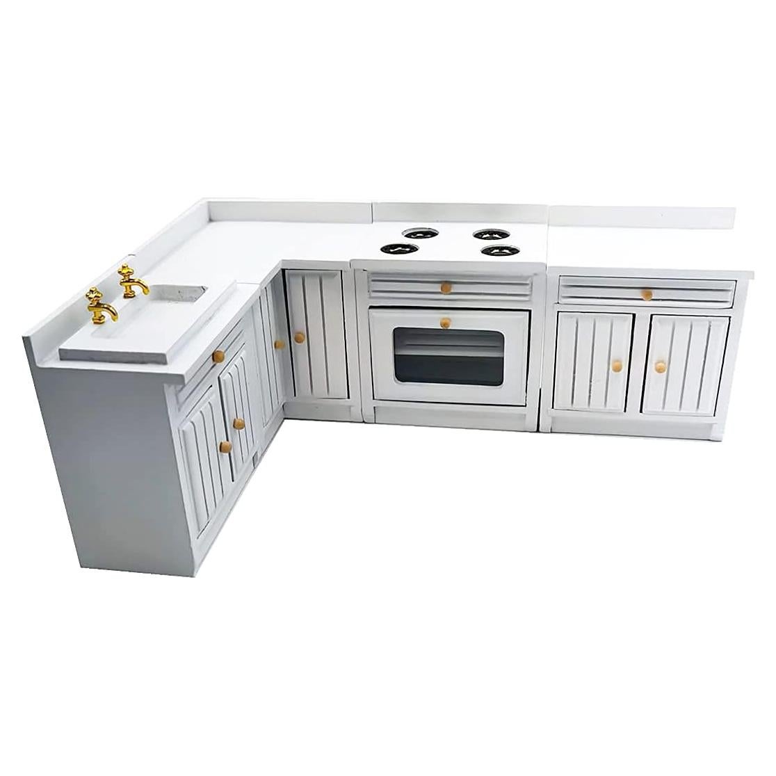 Juego de Muebles de Cocina Miniatura 1:12 SXFSE Blanco