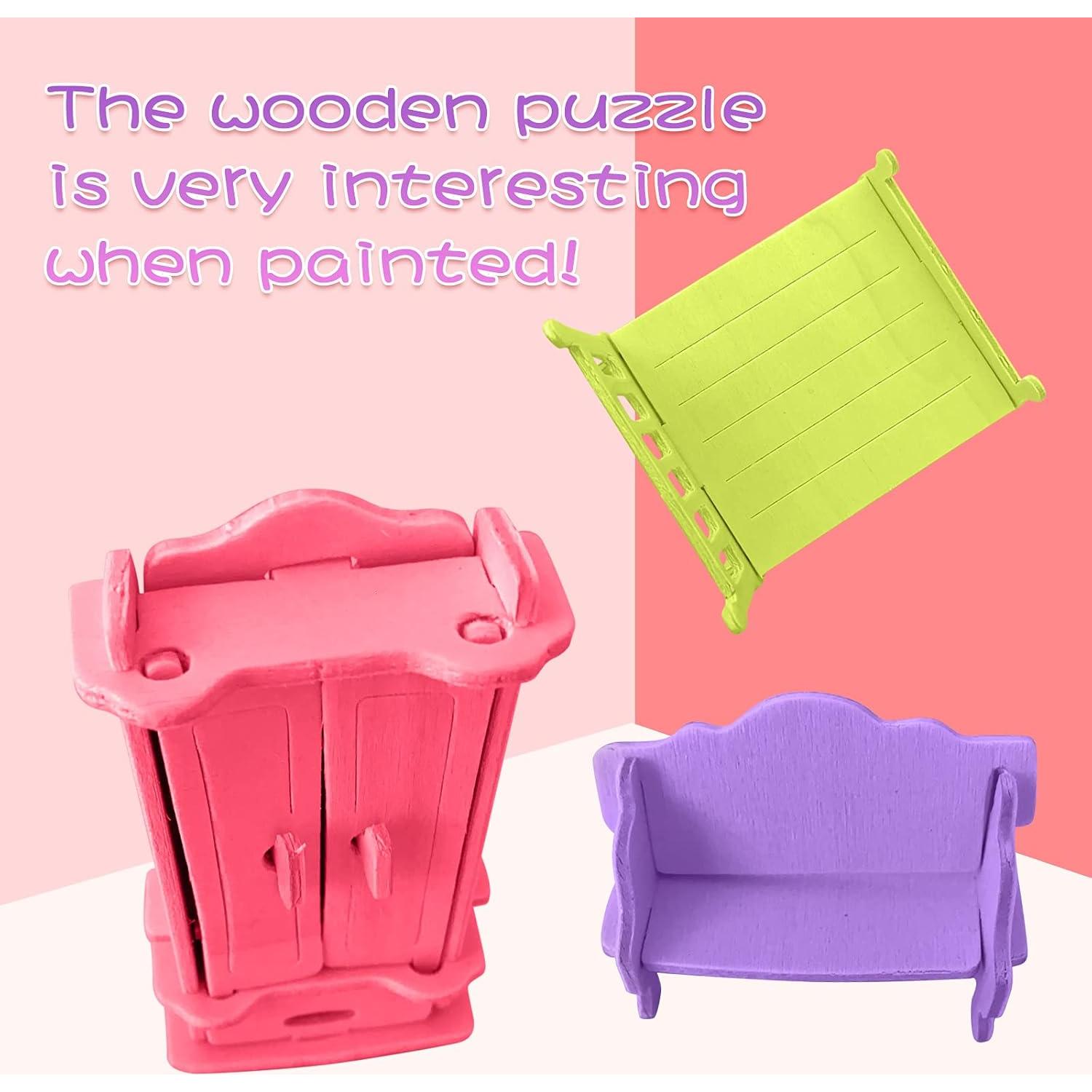 Juego de Muebles de Casa de Muñecas Hotmisu 34 Piezas Madera