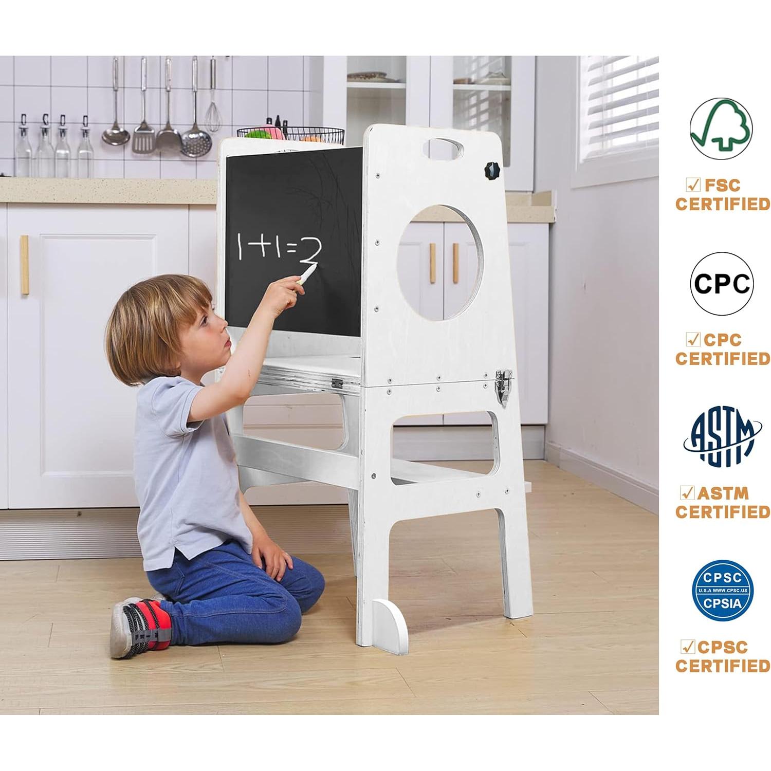 Torre de Estudio Plegable 4 en 1 FANABAS - Taburete y Pizarra