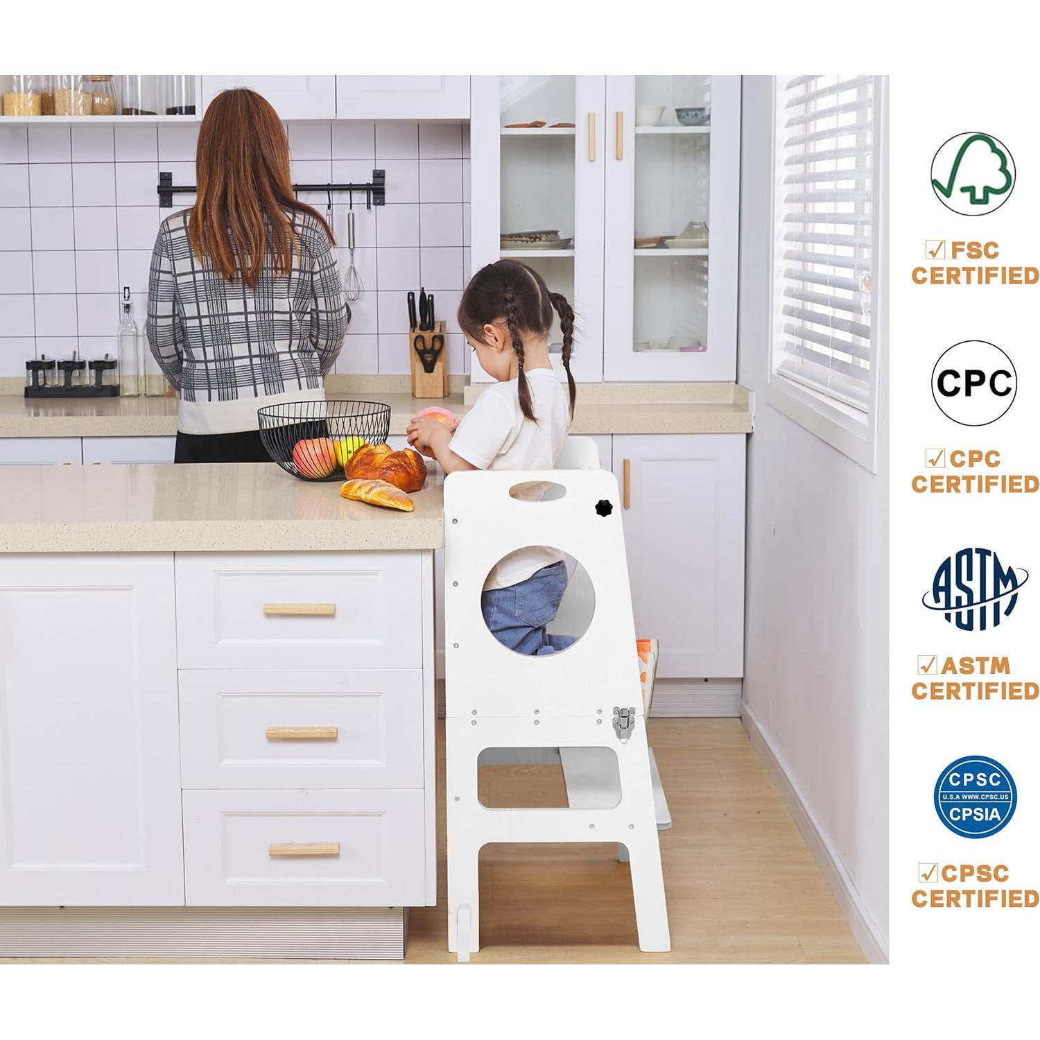 Torre de Estudio Plegable 4 en 1 FANABAS - Taburete y Pizarra