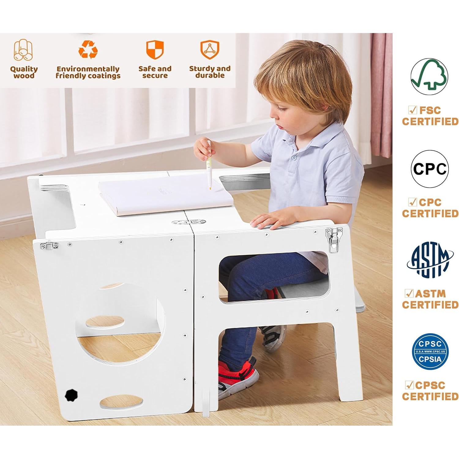 Torre de Estudio Plegable 4 en 1 FANABAS - Taburete y Pizarra