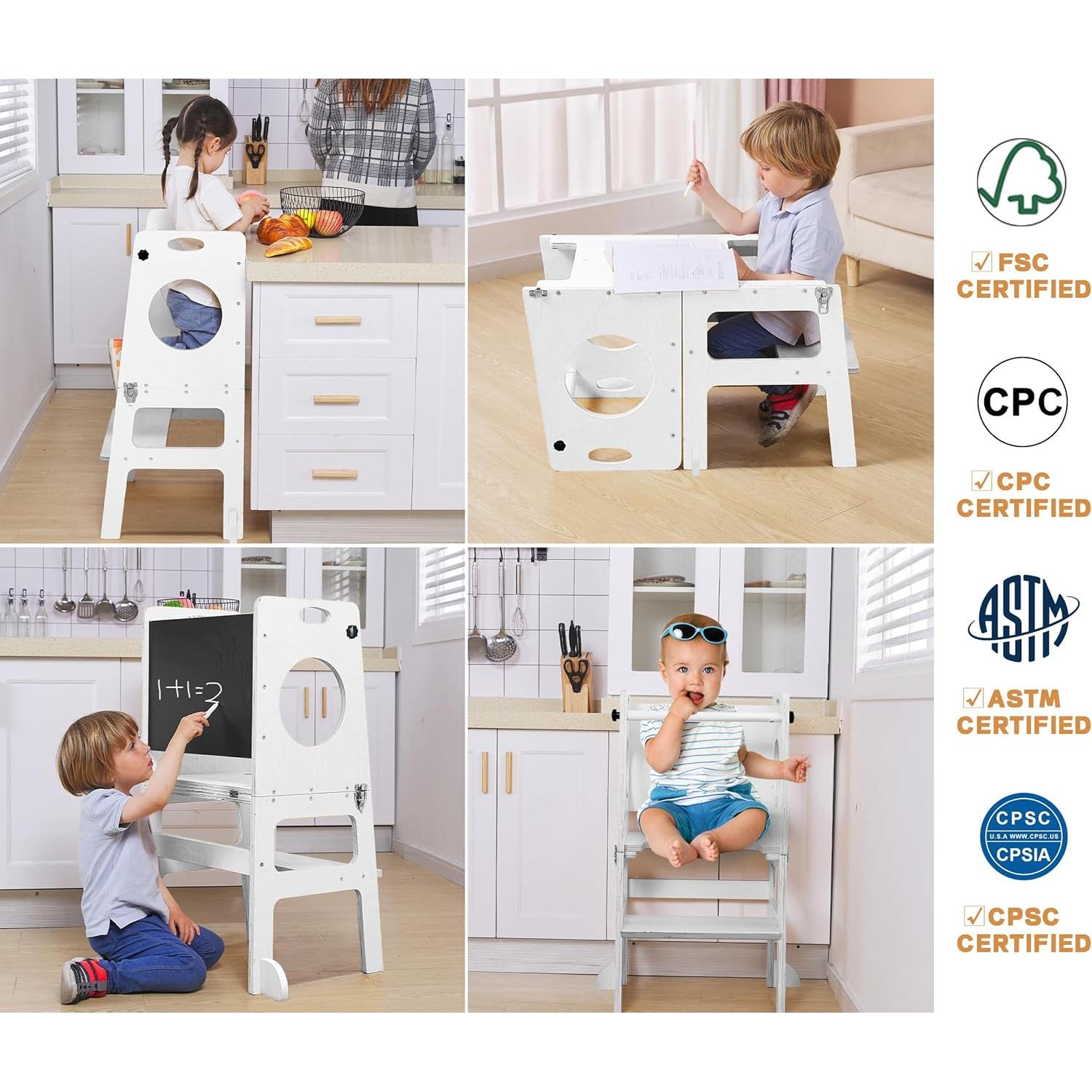 Torre de Estudio Plegable 4 en 1 FANABAS - Taburete y Pizarra