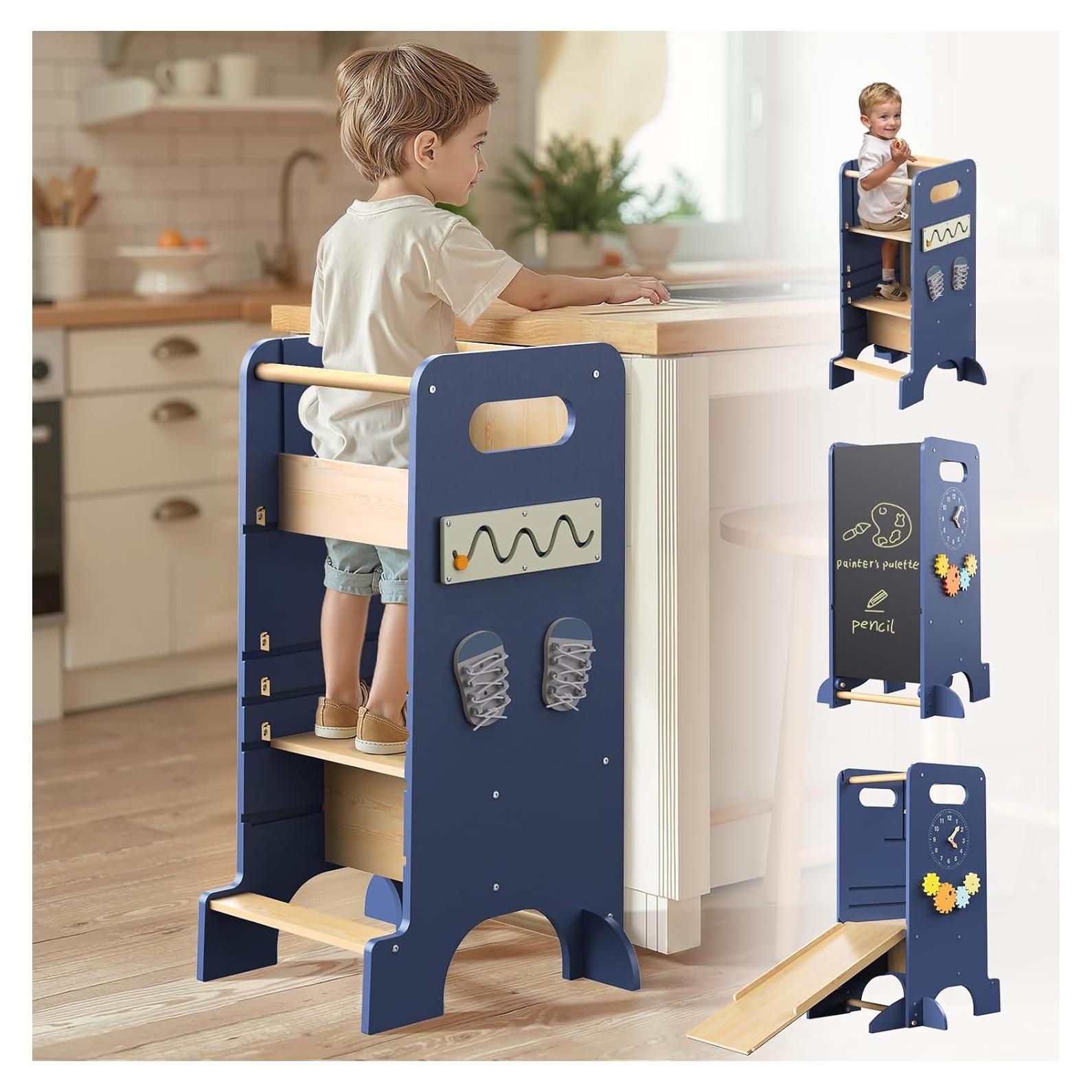 Torre Multifuncional 4-en-1 FlyingBoom para Niños Azul