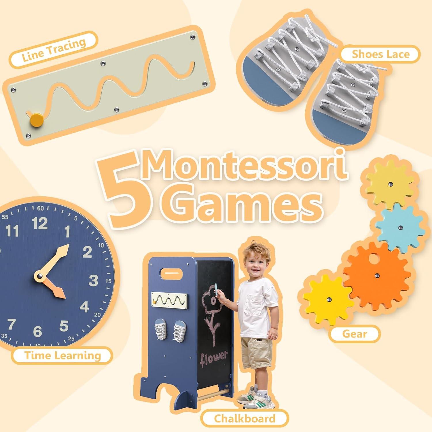 Torre Multifuncional 4-en-1 FlyingBoom para Niños Azul