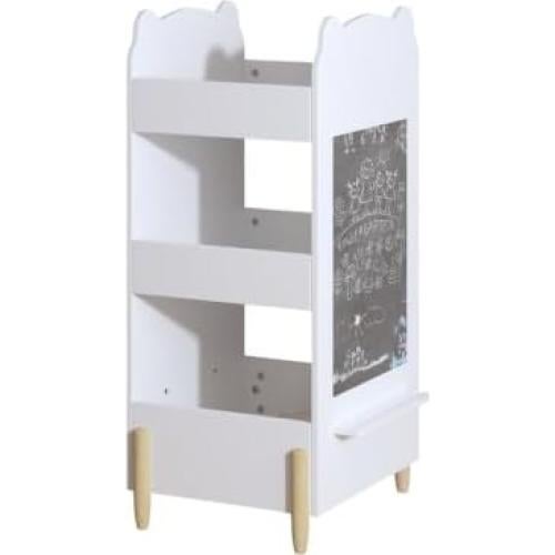 Estantería para Niños KT Rolster, Librero Oso 3 Niveles Blanco