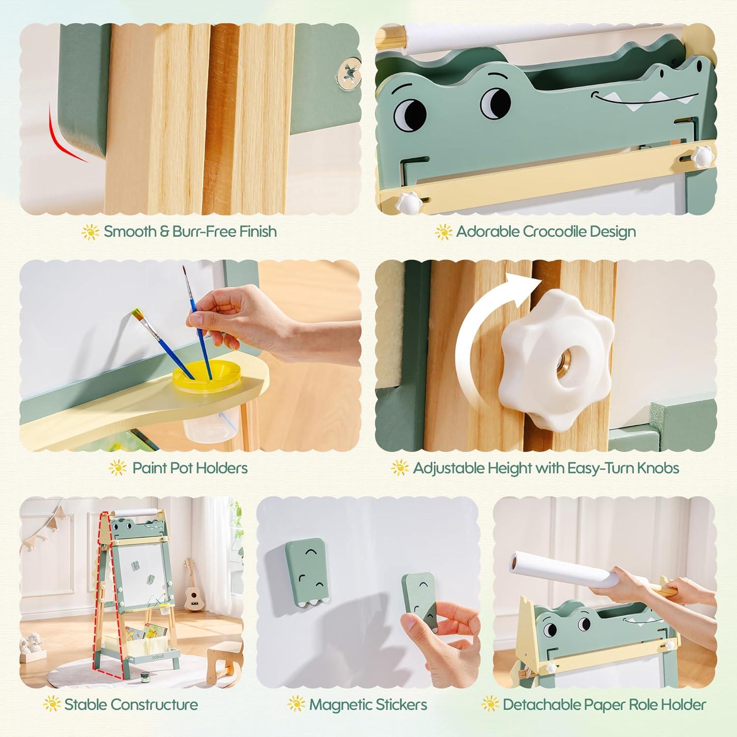 Caballete de Madera Ajustable ROBUD Cocodrilo para Niños