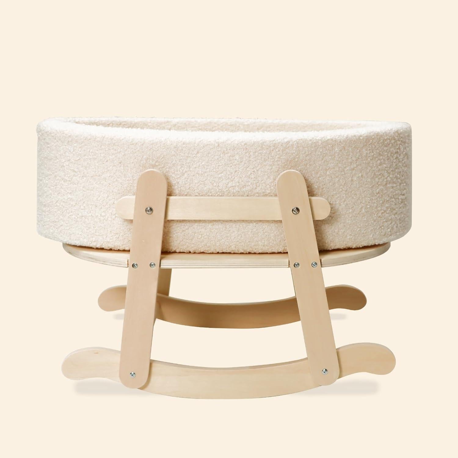 Cuna de Muñeca de Madera + Juego de Cuidado de Bebé 4 en 1