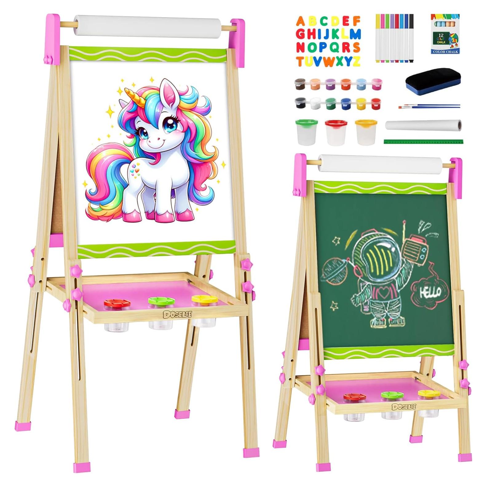 Caballete de Madera Doselie para Niños 2-8 Años Doble Cara