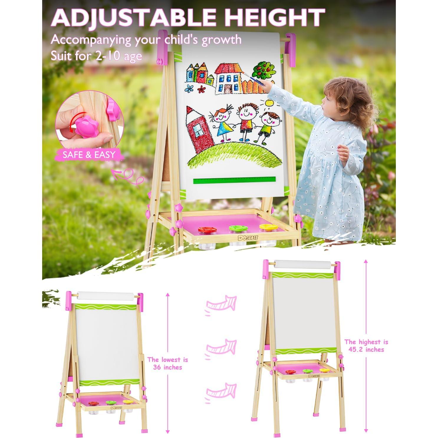 Caballete de Madera Doselie para Niños 2-8 Años Doble Cara