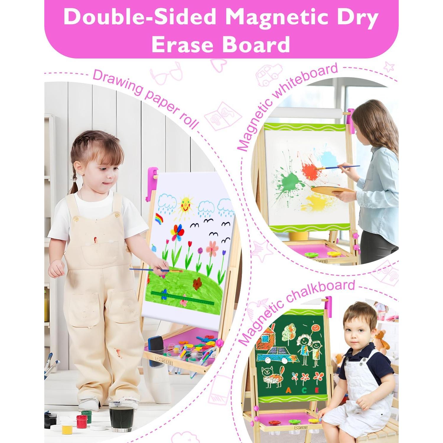 Caballete de Madera Doselie para Niños 2-8 Años Doble Cara