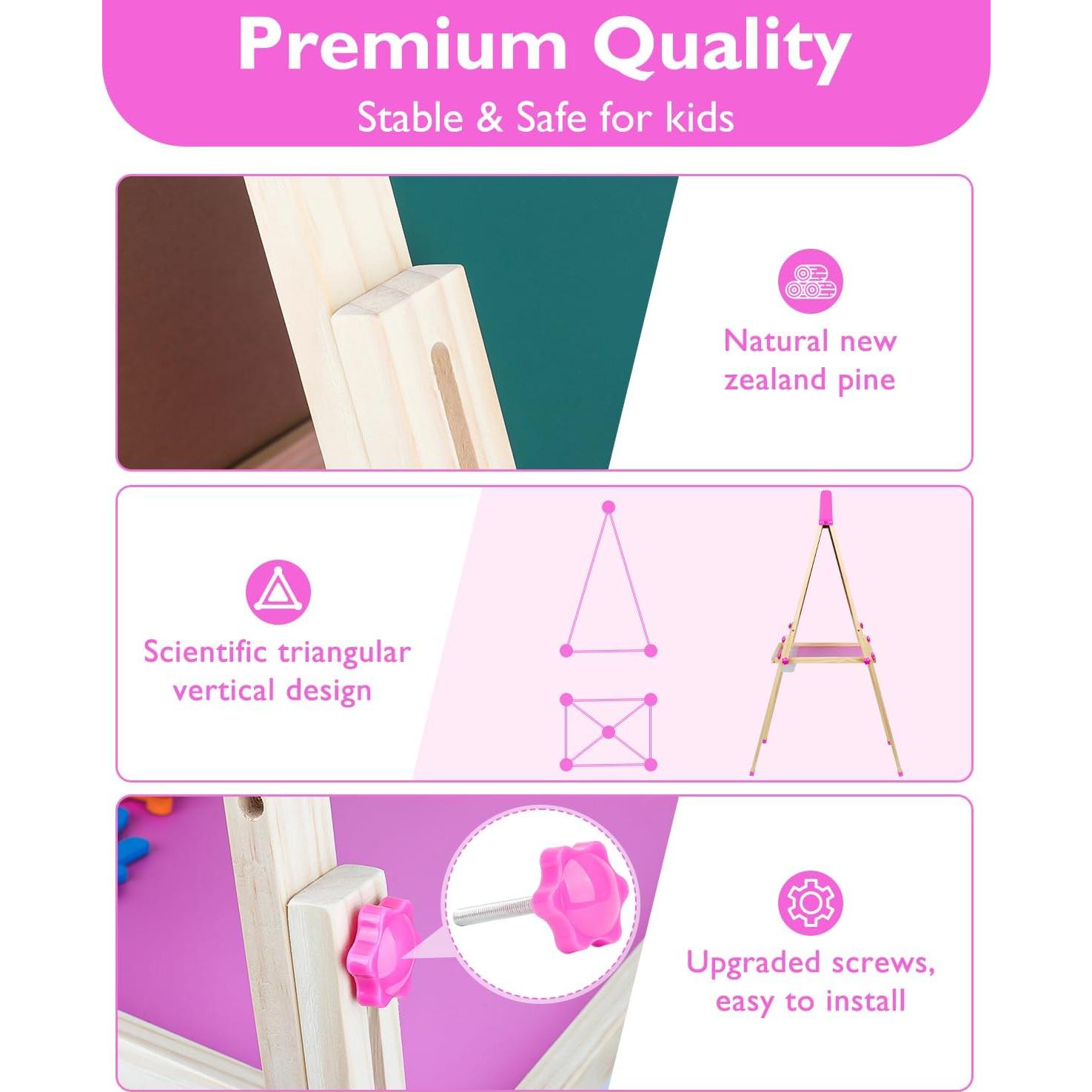 Caballete de Madera Doselie para Niños 2-8 Años Doble Cara