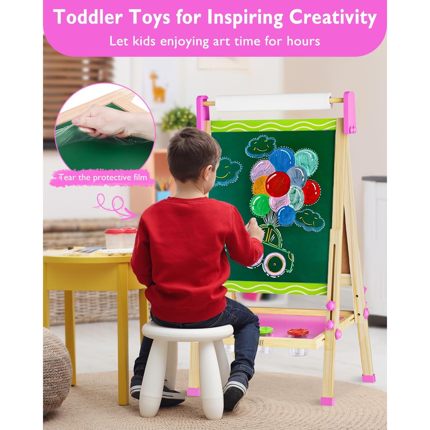 Caballete de Madera Doselie para Niños 2-8 Años Doble Cara