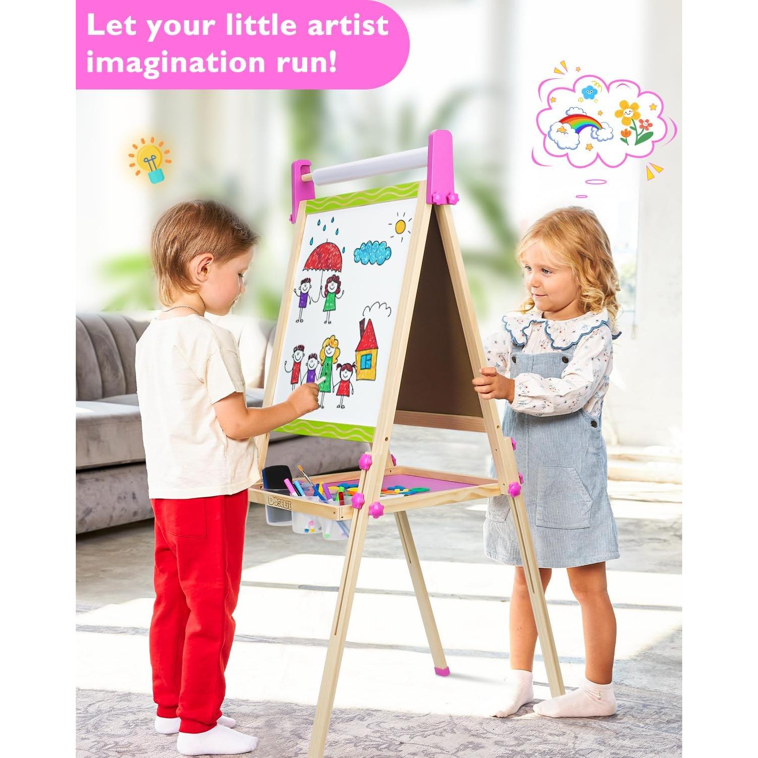 Caballete de Madera Doselie para Niños 2-8 Años Doble Cara