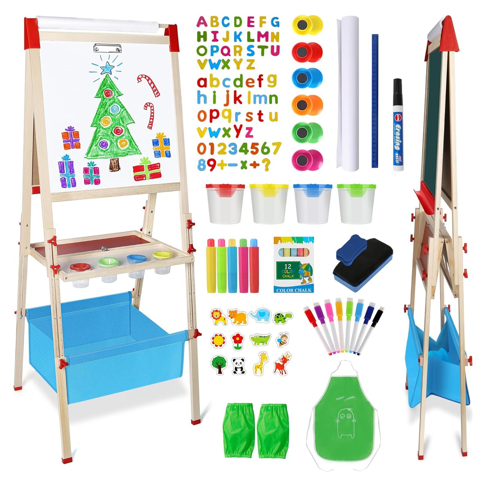 Caballete de Madera Ajustable WOSTOO 3 en 1 para Niños 2-8 Años