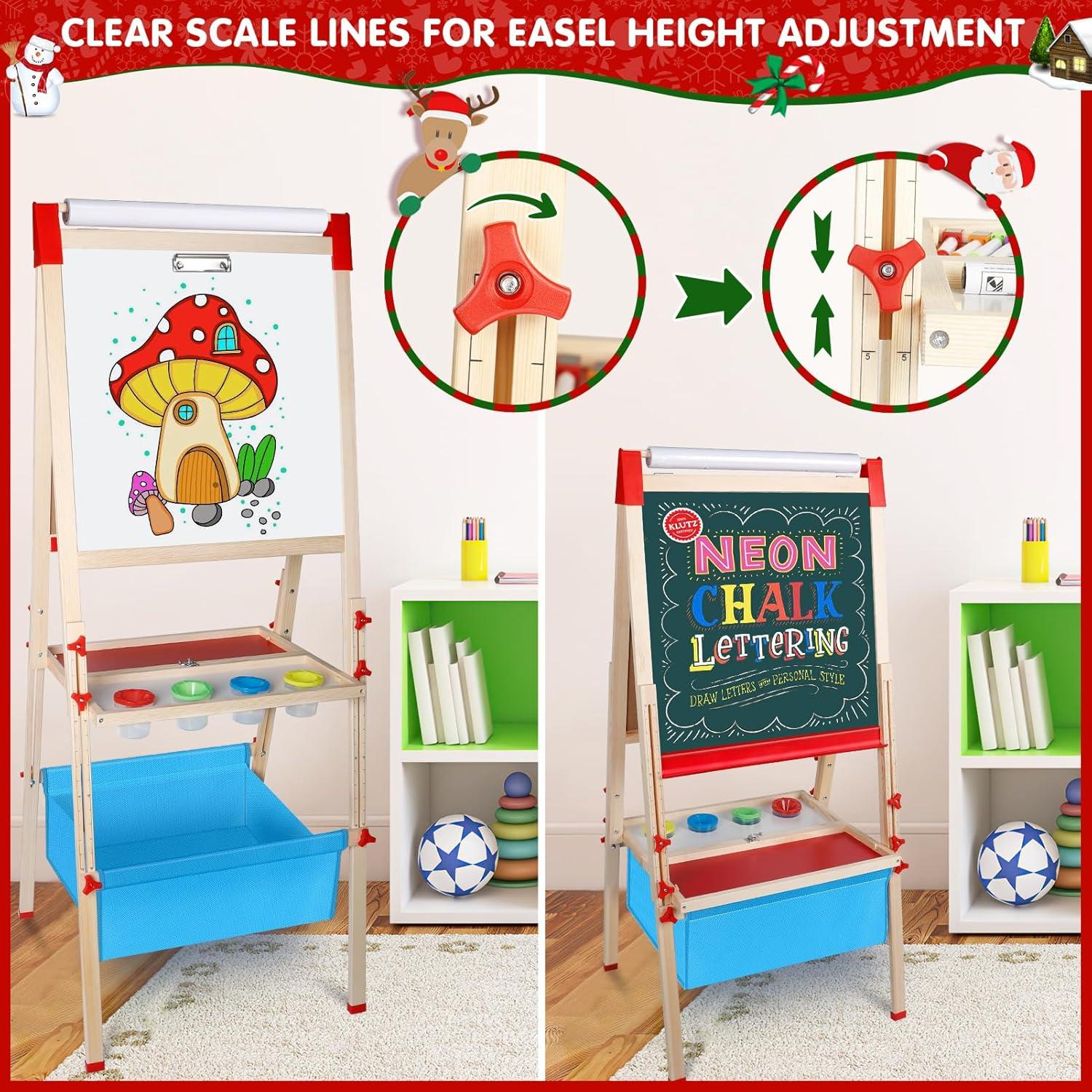 Caballete de Madera Ajustable WOSTOO 3 en 1 para Niños 2-8 Años