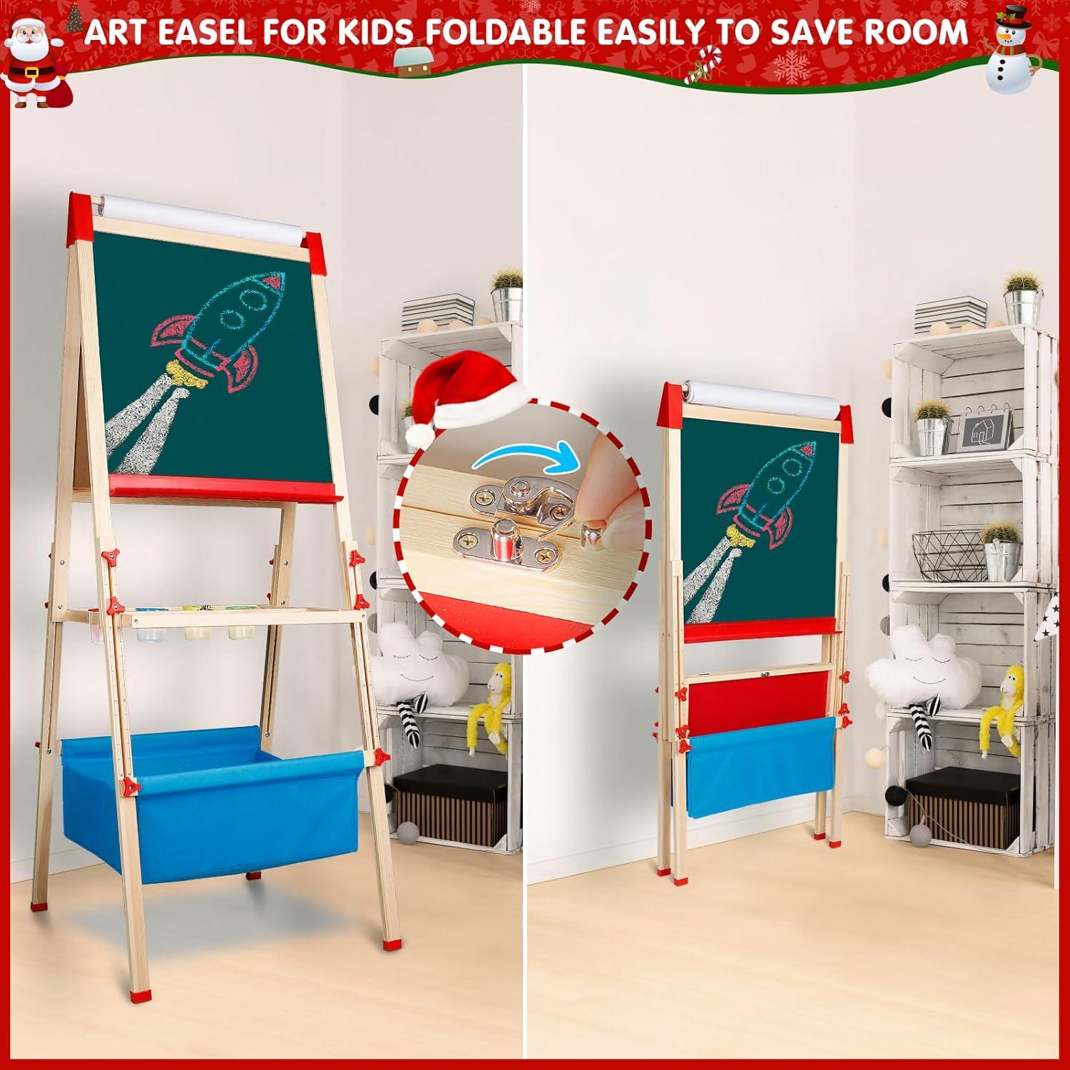 Caballete de Madera Ajustable WOSTOO 3 en 1 para Niños 2-8 Años