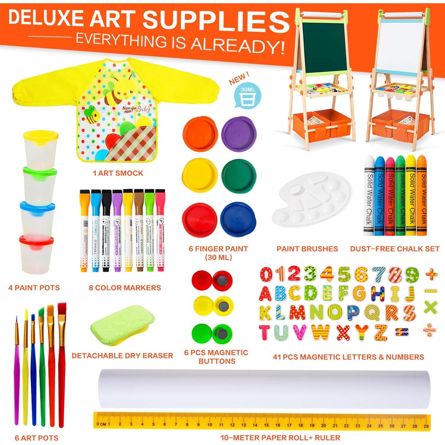 Caballete de Madera Doble Cara Rundad para Niños 3-12 Años