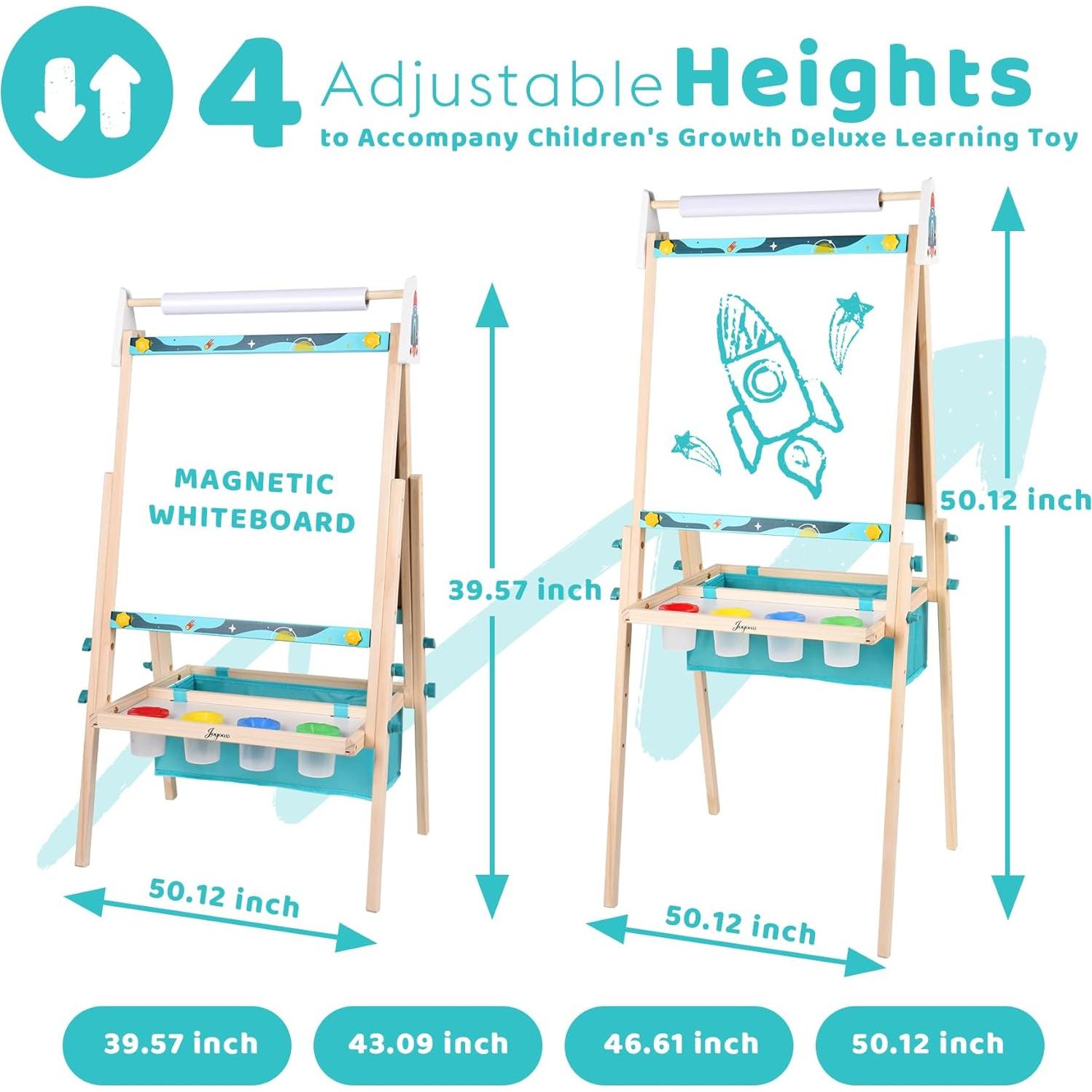 Joyooss Art Easel for Kids,Double Sided Wooden with 98+ Accessories Kids Easel Drawing Board with Magnetic Chalkboard,Dry Erase White Board & Paper Roll Paint Art Easel for Kid Age 2-4 4-8 9-12