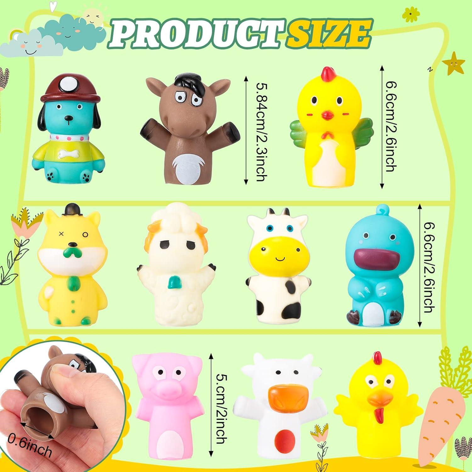 10 Títeres de Dedo de Goma Chengu Animales de Granja 6.35 cm