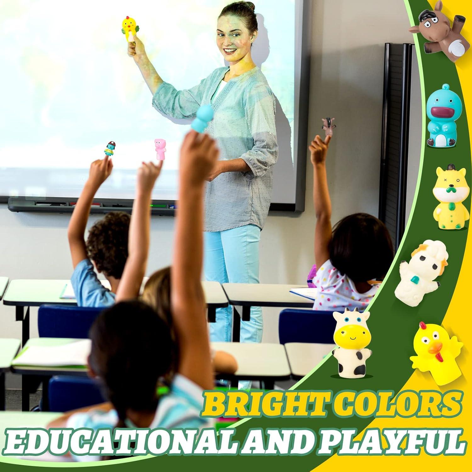 10 Títeres de Dedo de Goma Chengu Animales de Granja 6.35 cm