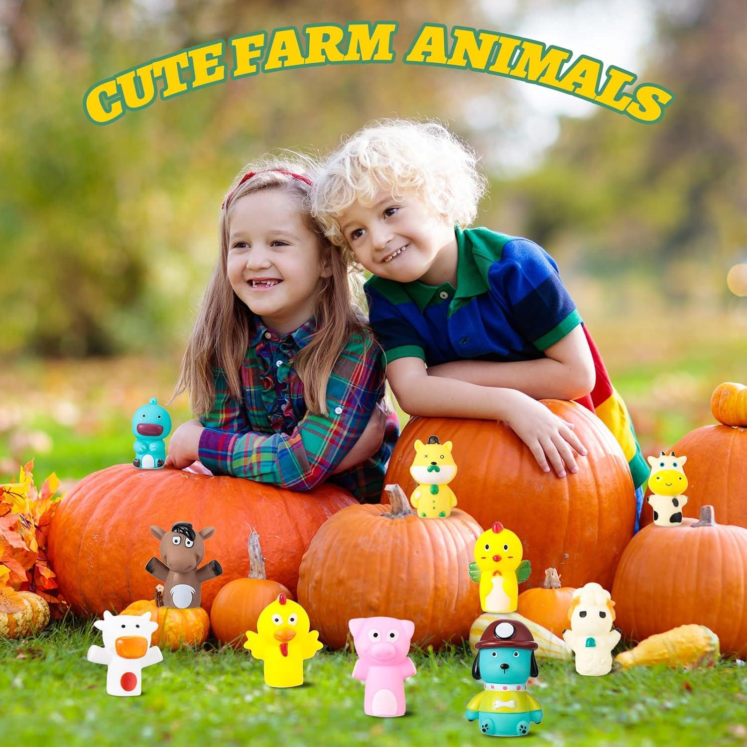 10 Títeres de Dedo de Goma Chengu Animales de Granja 6.35 cm