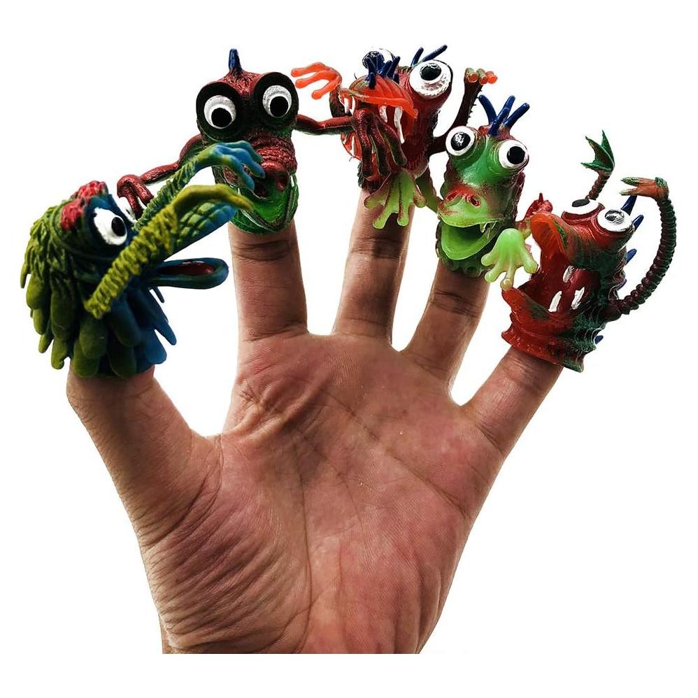 Títeres de dedo monstruo de silicona Christoy - 5 piezas