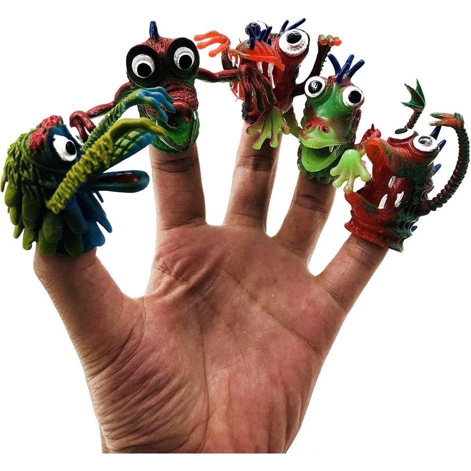 Títeres de dedo monstruo de silicona Christoy - 5 piezas