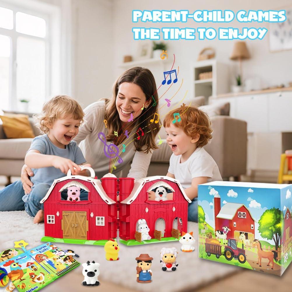 Juego de Granero Musical BOLZRA con Animales y Libro 47.4x23.5cm