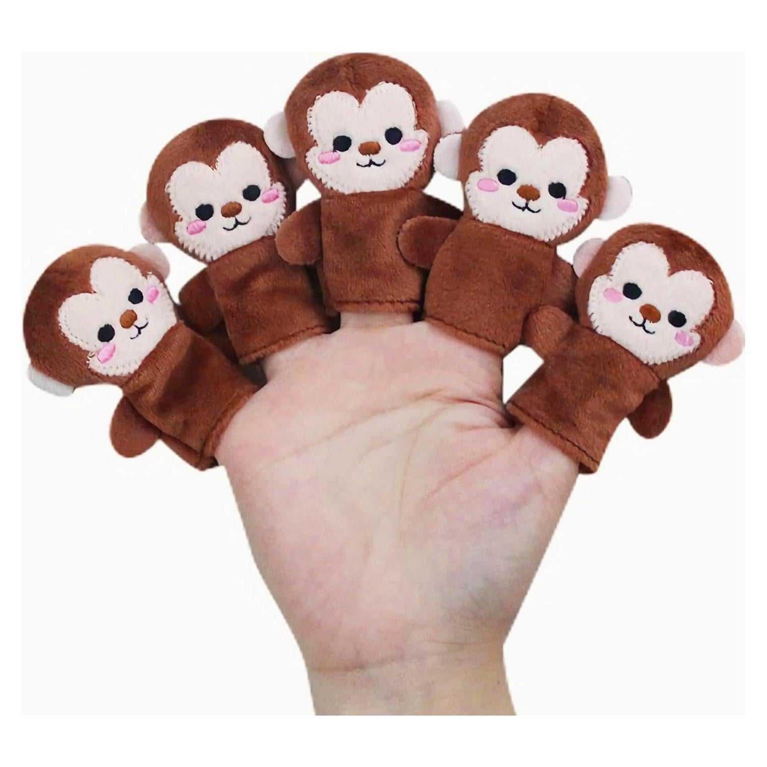 Títeres de Dedo de Animales LOMTRATS - 5 Monos Suaves