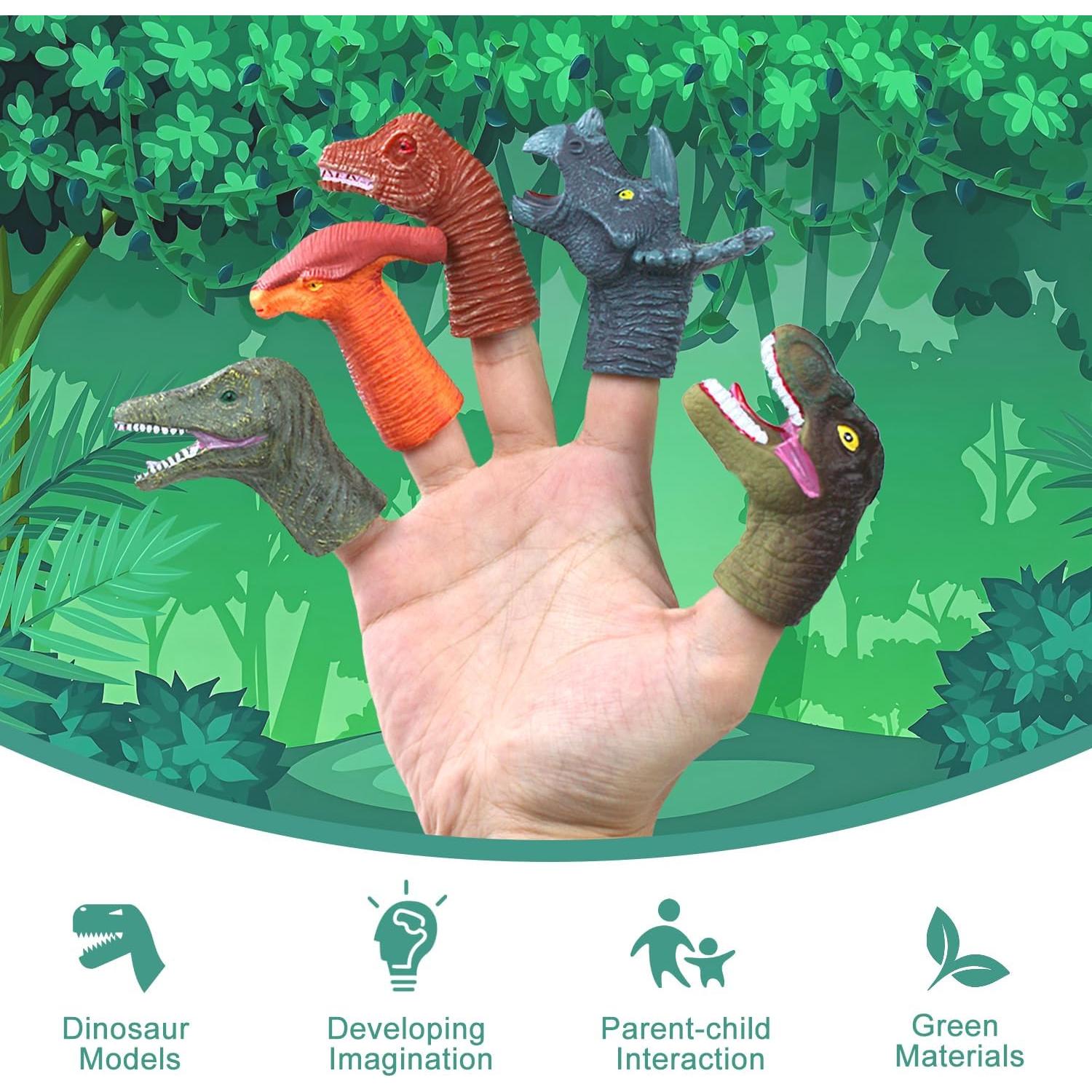 Set de 5 Títeres de Dedo de Dinosaurio CALEST para Niños