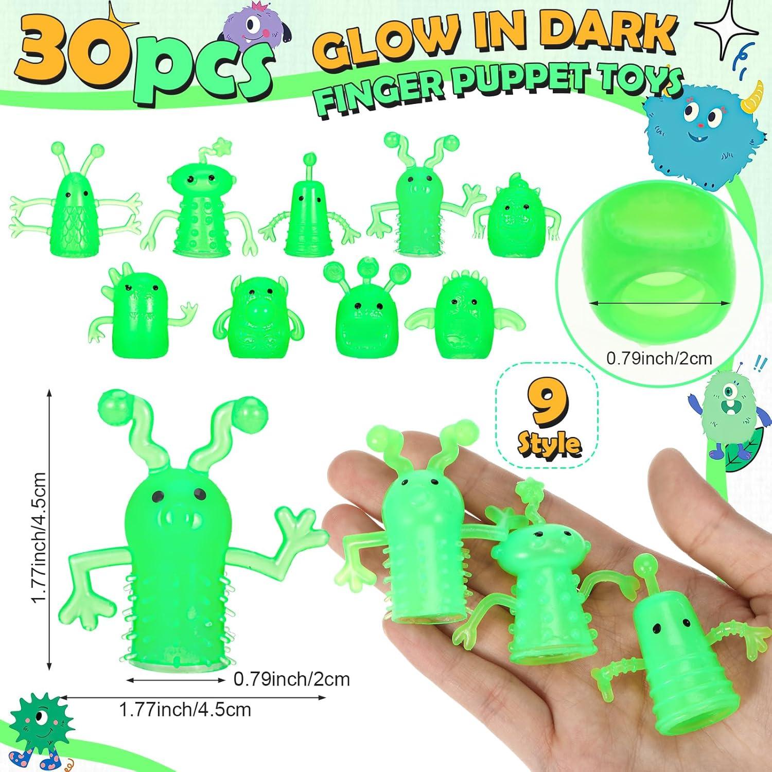 30 Muñecos de Dedo Brillantes Soulchen - Juguetes de Goma para Niños