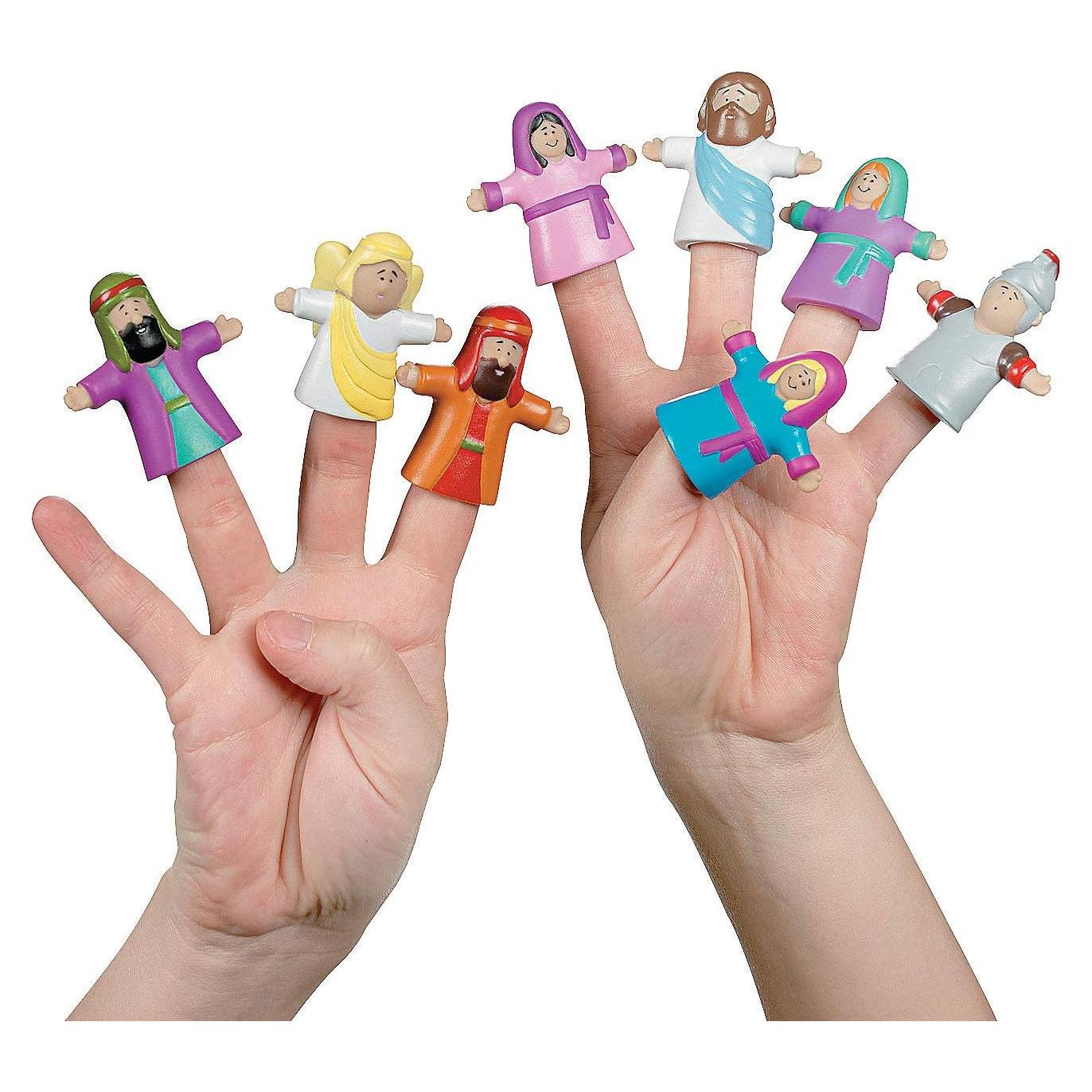 Títeres de dedo religiosos He Lives - Juego de 24 - Vinilo 5.08 cm