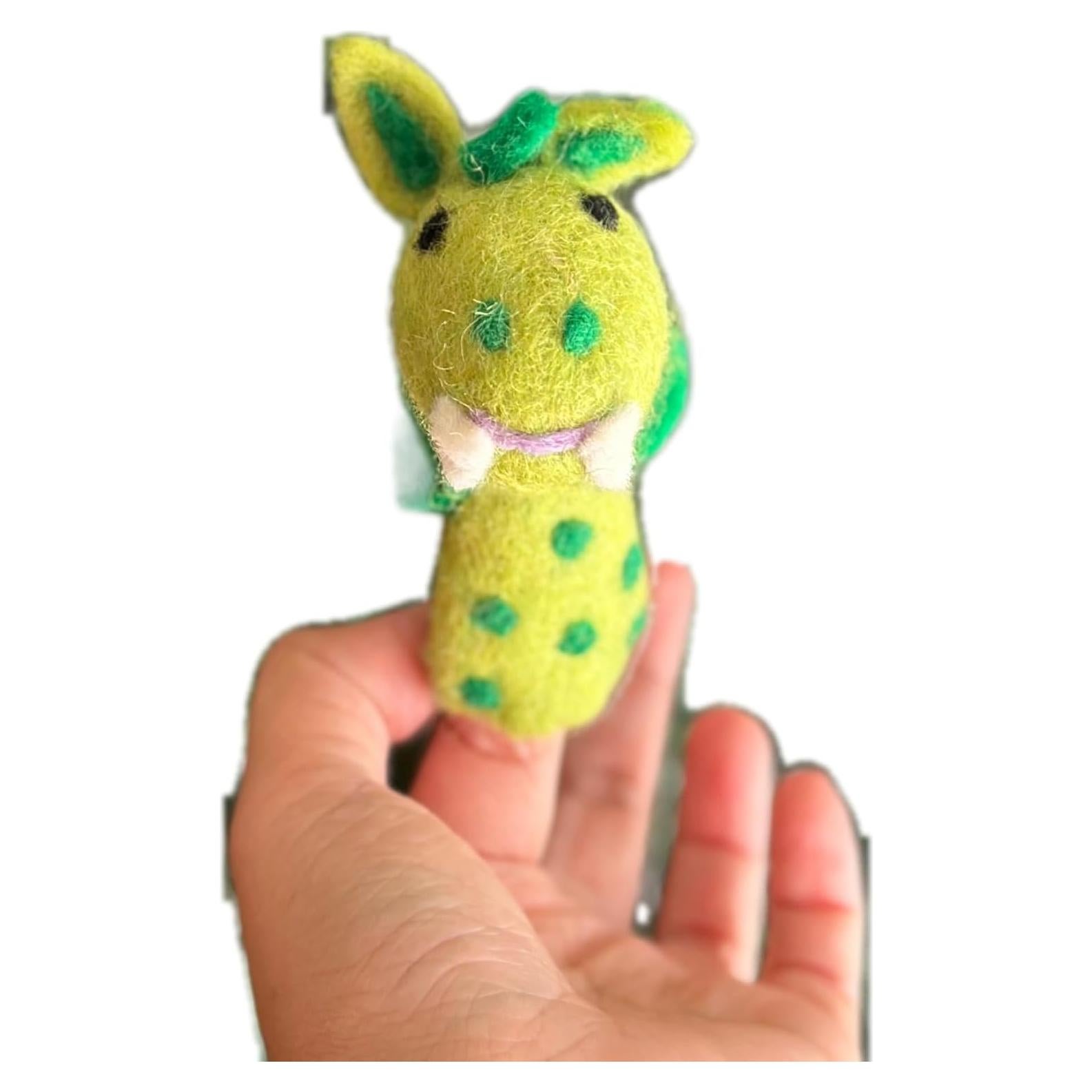 Títere de dedo de dragón Ganapati Crafts 100% lana 10 cm