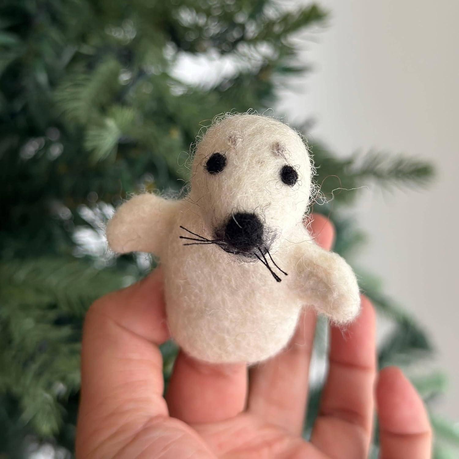 Títere de Dedo Foca Hecho a Mano Ganapati Crafts 10 cm