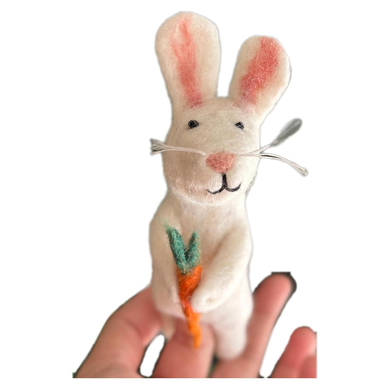 Títere de dedo conejo de fieltro Ganapati Crafts 10 cm