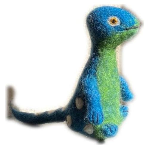 Títere de dedo Brontosaurus azul Ganapati Crafts 10 cm