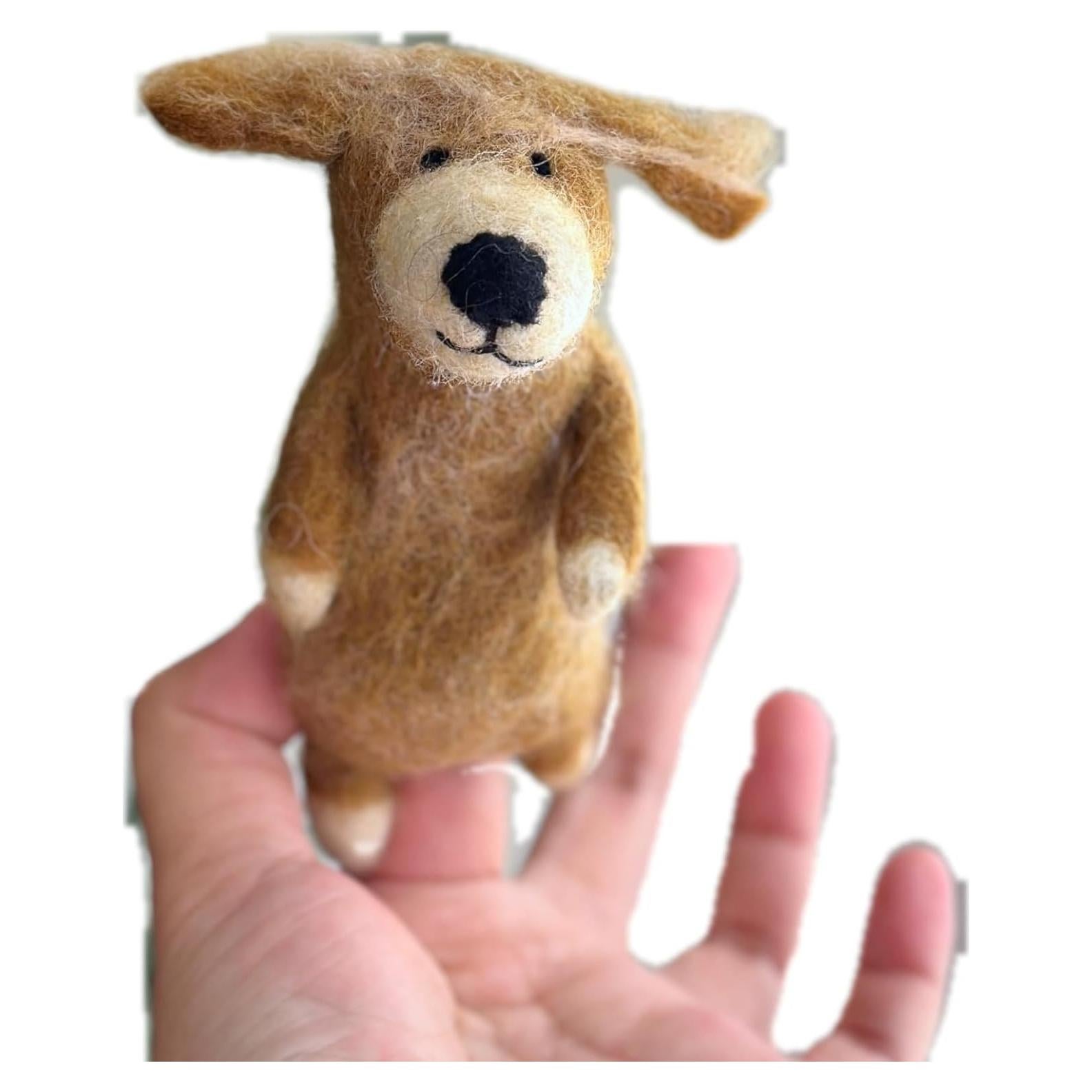 Títere de dedo Golden Retriever hecho a mano - Juguete educativo